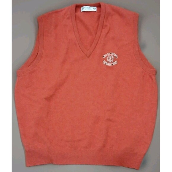 Vintage St Andrews Links Lambswool Vest XL Red The Old Course Golf Sweater EUC - Picture 1 of 4